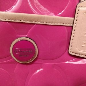 Coach hot pink patent leather purse